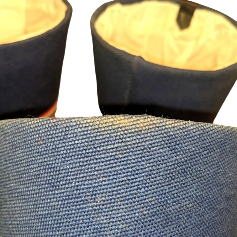 Debi Lilly Striped Basket Planter Pot Covers in Navy Blue, White & Red Set of 4 - Picture 5 of 9